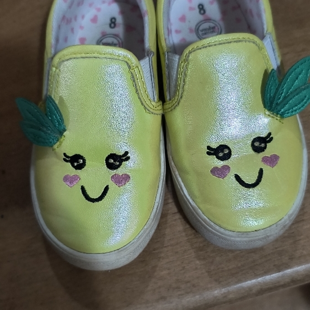 Cute Yellow Kids Sneakers with Smiley Faces